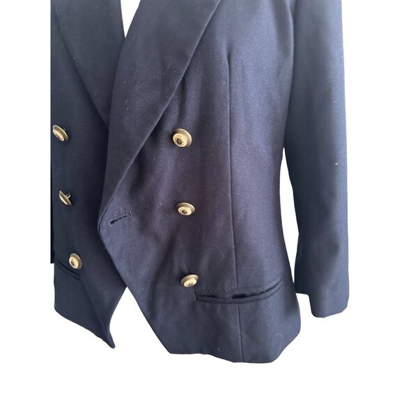 ANTHROPOLOGIE Navy Blue Gold Button Blazer Jacket Size 4 - Picture 2 of 10